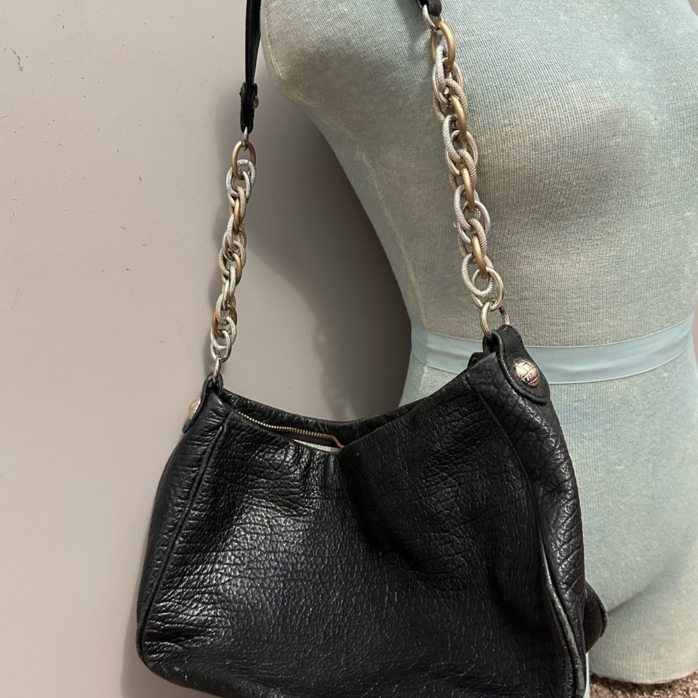 Elliott Lucca Black Leather Chain Shoulder Bag